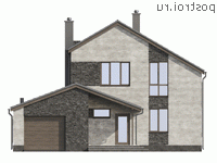 M-193-1P проект двухэтажного коттеджа из пенобетона с гаражом размером 13 на 14 - вид спереди