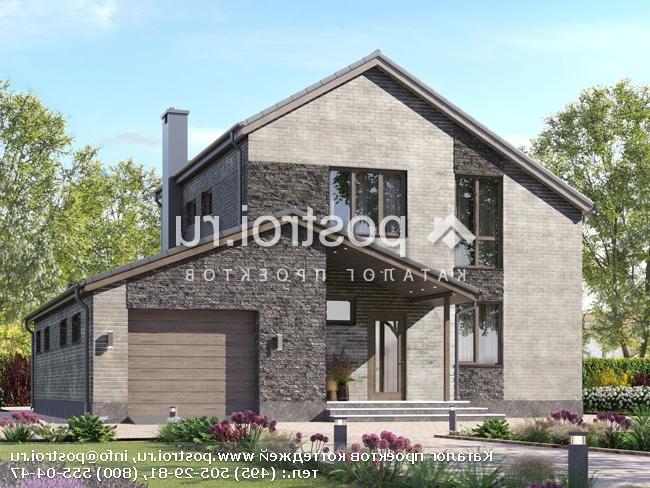 M-193-1P проект двухэтажного коттеджа из пенобетона с гаражом размером 13 на 14