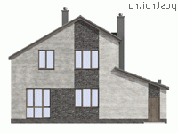 M-193-1P проект двухэтажного коттеджа из пенобетона с гаражом размером 13 на 14 - вид сзади