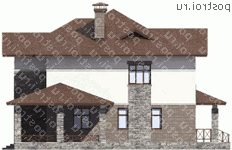 M-199-1K проект двухэтажного коттеджа из кирпича с гаражом размером 14 на 13  - вид слева