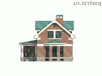 M-209-1K проект двухэтажного дома из кирпича с цоколем и мансардой размером 9 на 16  - вид слева