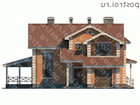M-210-1P проект двухэтажного дома из пенобетона с гаражом размером 14 на 13  - вид спереди