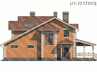M-210-1P проект двухэтажного дома из пенобетона с гаражом размером 14 на 13  - вид слева