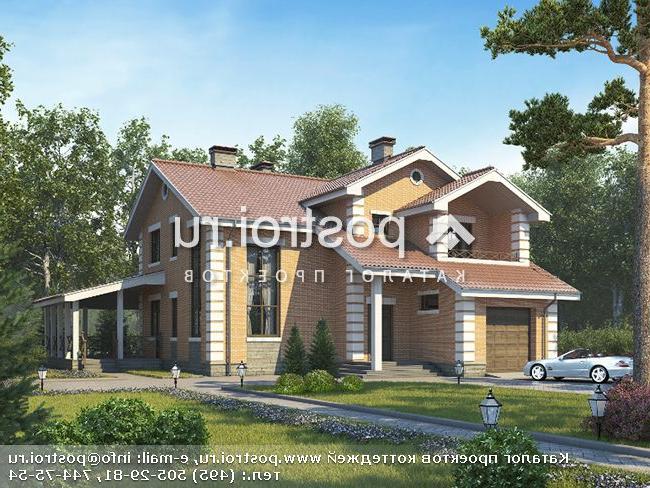 M-210-1P проект двухэтажного дома из пенобетона с гаражом размером 14 на 13 