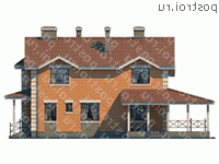 M-210-1P проект двухэтажного дома из пенобетона с гаражом размером 14 на 13  - вид сзади