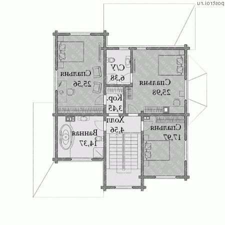 M-219-1K проект двухэтажного дома из кирпича размером 10 на 14  - 2-й этаж