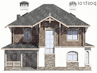 M-219-1K проект двухэтажного дома из кирпича размером 10 на 14  - вид спереди