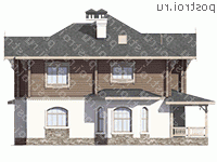 M-219-1K проект двухэтажного дома из кирпича размером 10 на 14  - вид слева