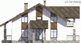 M-229-1K проект одноэтажного коттеджа из кирпича с мансардой размером 15 на 13  - вид спереди