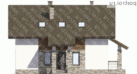 M-229-1K проект одноэтажного коттеджа из кирпича с мансардой размером 15 на 13  - вид справа