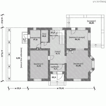 M-234-1P проект двухэтажного дома из газобетона с гаражом размером 10 на 17  - 1-й этаж