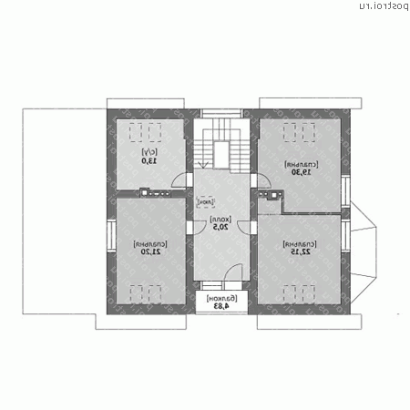 M-234-1P проект двухэтажного дома из газобетона с гаражом размером 10 на 17  - 2-й этаж