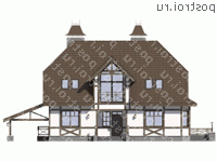 M-234-1P проект двухэтажного дома из газобетона с гаражом размером 10 на 17  - вид спереди