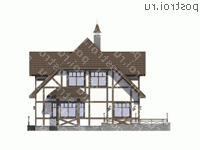 M-234-1P проект двухэтажного дома из газобетона с гаражом размером 10 на 17  - вид слева