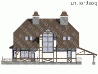 M-234-1P проект двухэтажного дома из газобетона с гаражом размером 10 на 17  - вид сзади