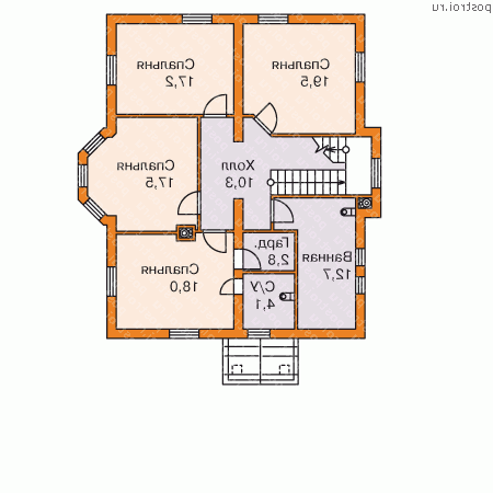 M-262-2P проект одноэтажного дома из пеноблоков с мансардой размером 13 на 11  - 2-й этаж