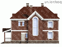 M-262-2P проект одноэтажного дома из пеноблоков с мансардой размером 13 на 11  - вид слева