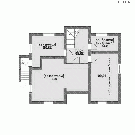 M-280-1P проект двухэтажного дома из пеноблоков с цоколем размером 11 на 13  - цоколь