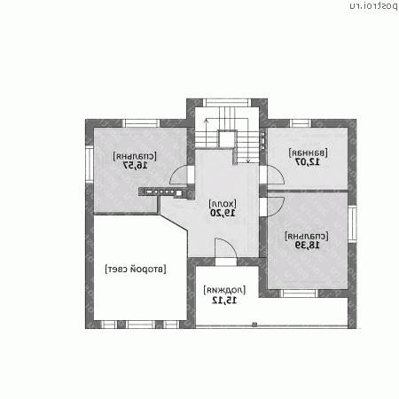 M-280-1P проект двухэтажного дома из пеноблоков с цоколем размером 11 на 13  - 2-й этаж