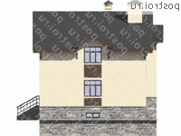 M-280-1P проект двухэтажного дома из пеноблоков с цоколем размером 11 на 13  - вид слева