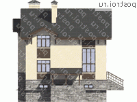 M-280-1P проект двухэтажного дома из пеноблоков с цоколем размером 11 на 13  - вид справа