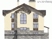 M-280-1P проект двухэтажного дома из пеноблоков с цоколем размером 11 на 13  - вид сзади