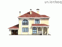 M-284-1K проект двухэтажного дома из кирпича с гаражом размером 19 на 15 - вид спереди