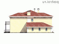 M-284-1K проект двухэтажного дома из кирпича с гаражом размером 19 на 15 - вид справа