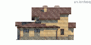 M-323-1P проект одноэтажного дома из пенобетона с мансардой и гаражом размером 15 на 24  - вид слева