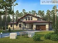 M-323-1P проект одноэтажного дома из пенобетона с мансардой и гаражом размером 15 на 24 