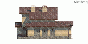 M-323-1P проект одноэтажного дома из пенобетона с мансардой и гаражом размером 15 на 24  - вид справа