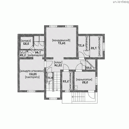 M-327-1D проект двухэтажного деревянного дома из бруса с цоколем размером 14 на 12  - цоколь