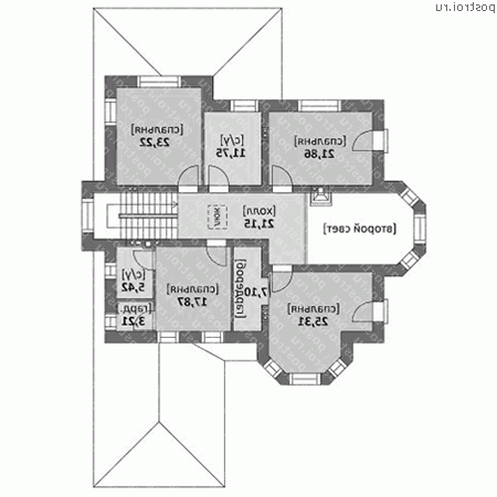 M-366-1K проект двухэтажного дома из кирпича с гаражом размером 23 на 17  - 2-й этаж