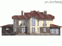 M-366-1K проект двухэтажного дома из кирпича с гаражом размером 23 на 17  - вид слева