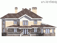 M-387-1K проект двухэтажного дома из кирпича с цоколем размером 19 на 21 - вид спереди M-387-1K проект двухэтажного дома из кирпича с цоколем размером 19 на 21 - вид спереди