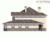M-387-1K проект двухэтажного дома из кирпича с цоколем размером 19 на 21 - вид слева M-387-1K проект двухэтажного дома из кирпича с цоколем размером 19 на 21 - вид слева