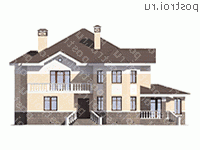 M-387-1K проект двухэтажного дома из кирпича с цоколем размером 19 на 21 - вид справа M-387-1K проект двухэтажного дома из кирпича с цоколем размером 19 на 21 - вид справа