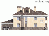 M-387-1K проект двухэтажного дома из кирпича с цоколем размером 19 на 21 - вид сзади M-387-1K проект двухэтажного дома из кирпича с цоколем размером 19 на 21 - вид сзади