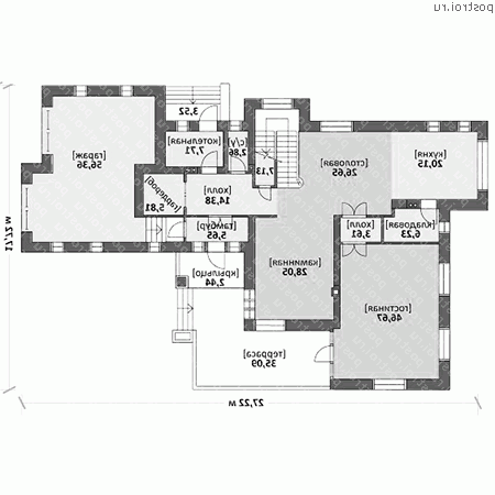 M-389-1K проект двухэтажного дома из кирпича с гаражом размером 26 на 17  - 1-й этаж
