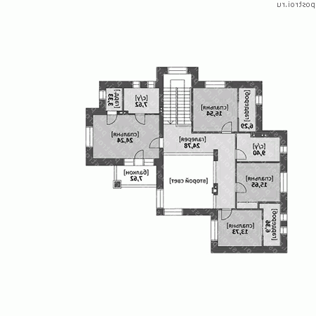 M-389-1K проект двухэтажного дома из кирпича с гаражом размером 26 на 17  - 2-й этаж