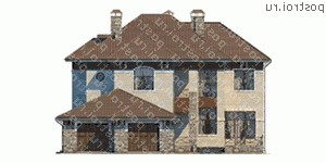 M-389-1K проект двухэтажного дома из кирпича с гаражом размером 26 на 17  - вид спереди