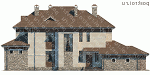 M-389-1K проект двухэтажного дома из кирпича с гаражом размером 26 на 17  - вид справа