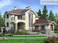 M-396-1K проект трехэтажного дома из кирпича с цоколем и мансардой и гаражом размером 23 на 14 