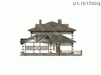 M-407-1K проект двухэтажного дома из кирпича с гаражом размером 14 на 25  - вид слева