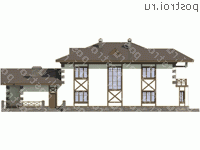 M-407-1K проект двухэтажного дома из кирпича с гаражом размером 14 на 25  - вид сзади