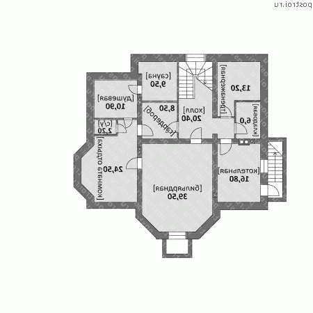 M-410-1K проект двухэтажного дома из кирпича с цоколем размером 15 на 16  - цоколь