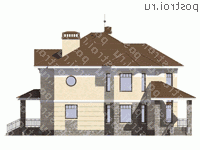 M-410-1K проект двухэтажного дома из кирпича с цоколем размером 15 на 16  - вид справа