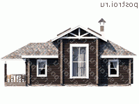 N-048-1D проект одноэтажной деревянной бани из бревна с мансардой размером 5 на 13  - вид слева