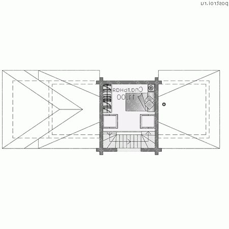 N-048-1D проект одноэтажной деревянной бани из бревна с мансардой размером 5 на 13  - мансарда