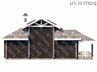 N-048-1D проект одноэтажной деревянной бани из бревна с мансардой размером 5 на 13  - вид справа